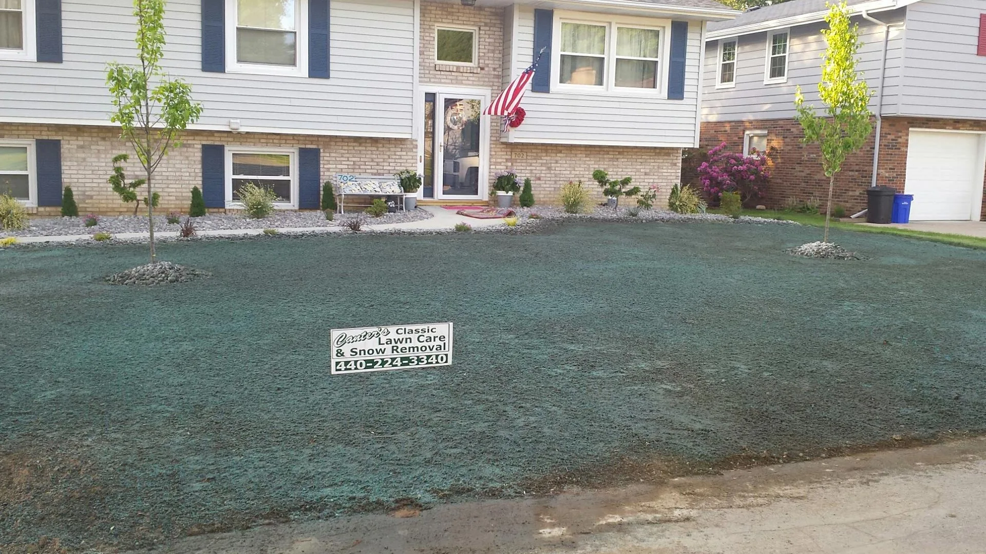 A recent hydroseeding of a residential property in Conneaut, OH.