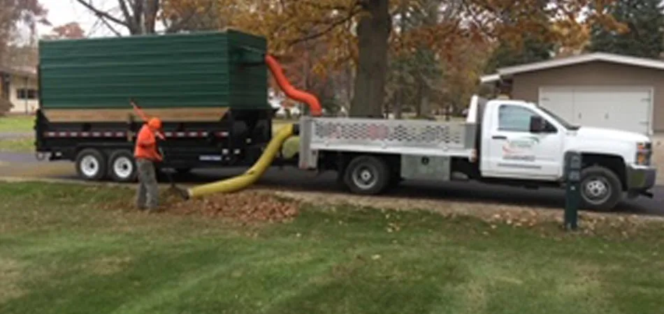 Out team members typically will blow leaves into a pile, when working in Ashtabula then our vacuum truck picks them up..