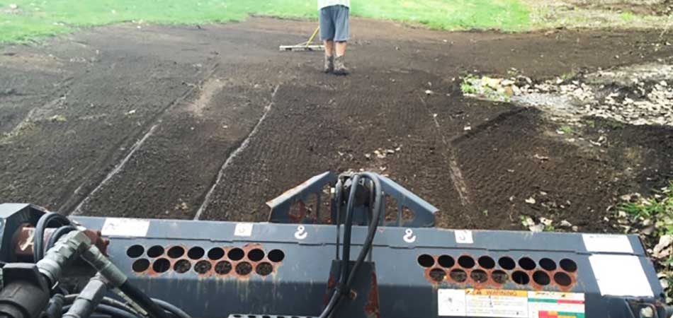 Slit seeding and powerseeding, which our team members are performing for this Conneaut property, require special equipment and training.