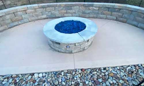Custom fire pit and patio constructed at a home in Ashtabula, OH.